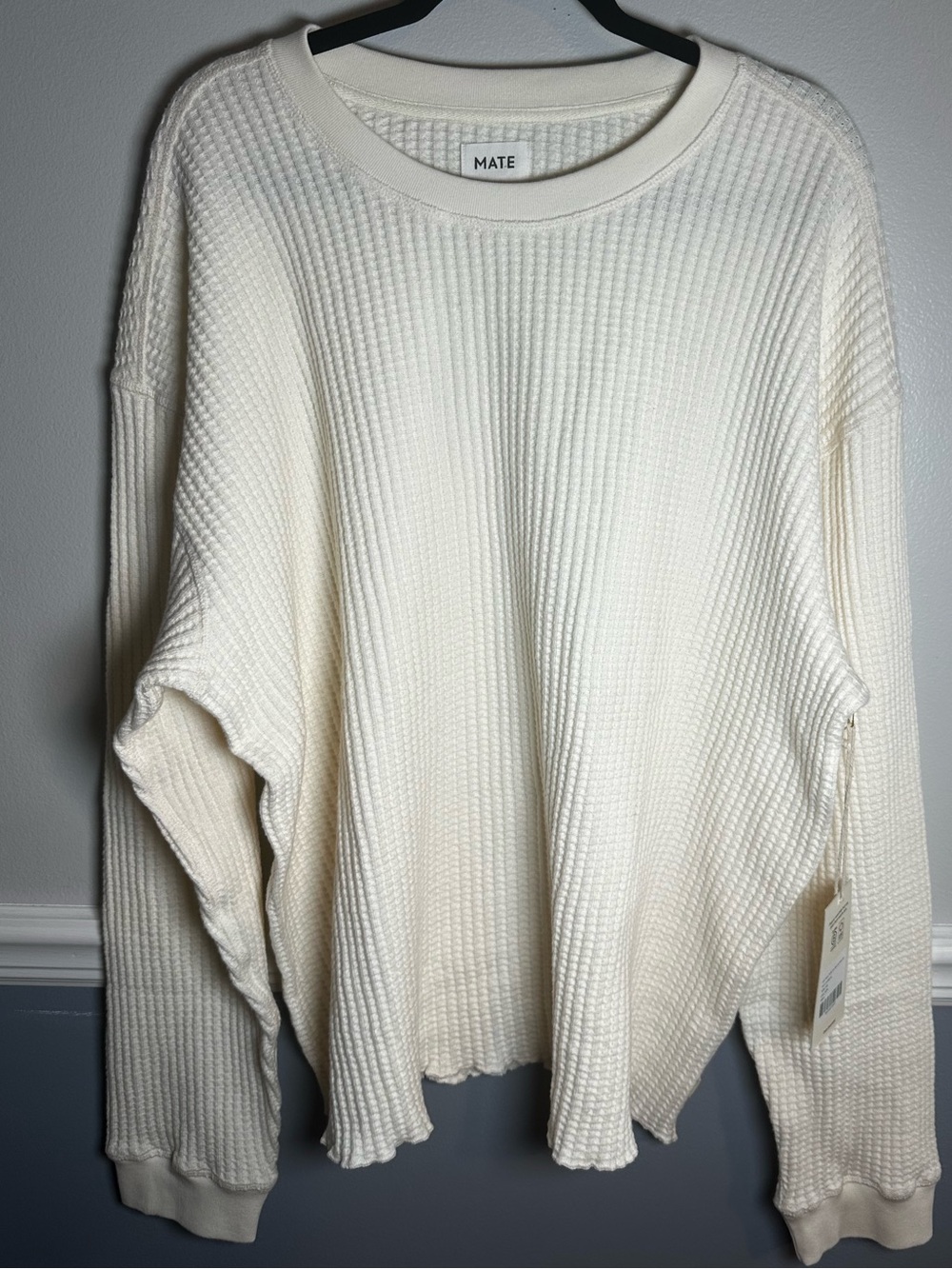 MATE the Label Cream Waffle Knit Crewneck Size Large